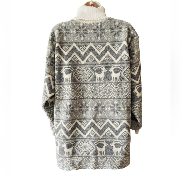 Vintage 90's Turtleneck Fleece Women's XS-S Geometric Ibex Ram Print Western USA - Picture 5 of 10